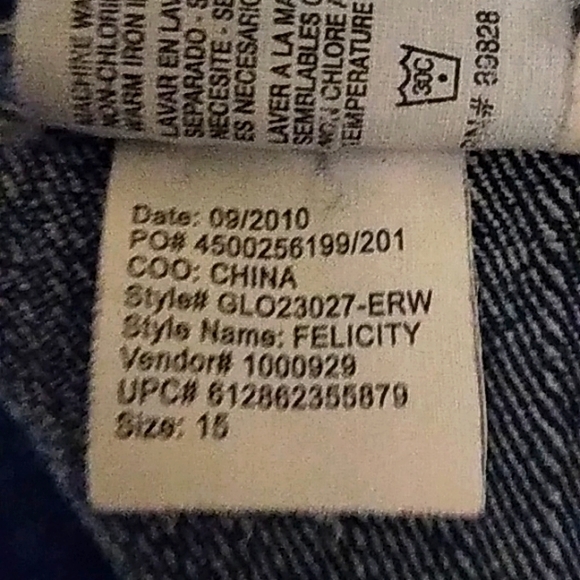 GLO by J-lo Stretch Denim with frill design bottom hem JR size 15 - Picture 5 of 5